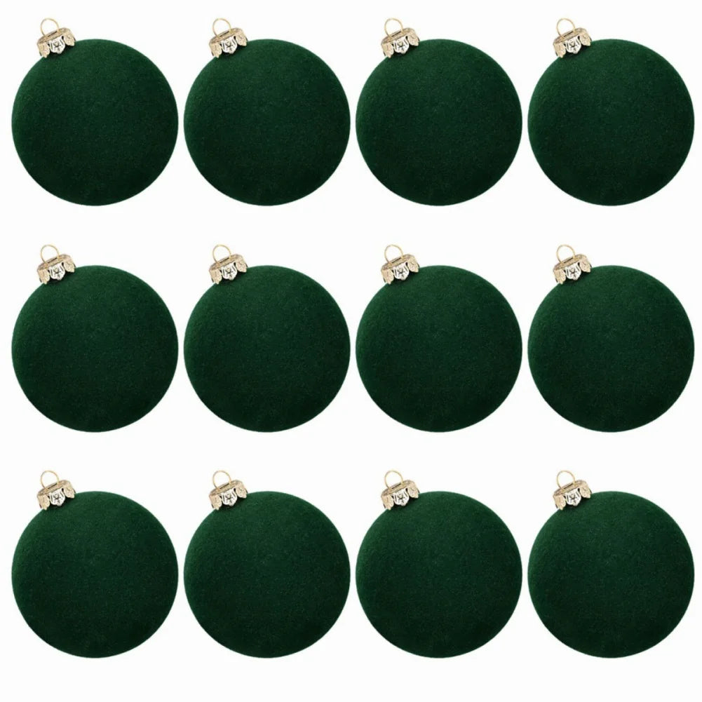 12pcs/set Velvet Christmas Ball Pendant 8cm